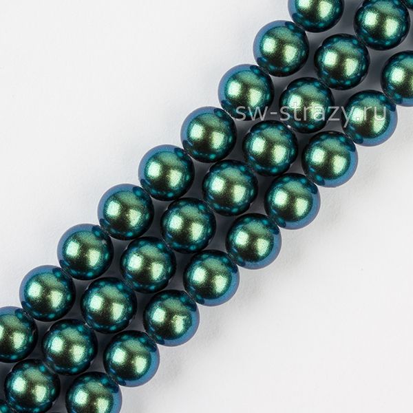 Round Pearl 1H 4 mm Pearlescent Peacock Green